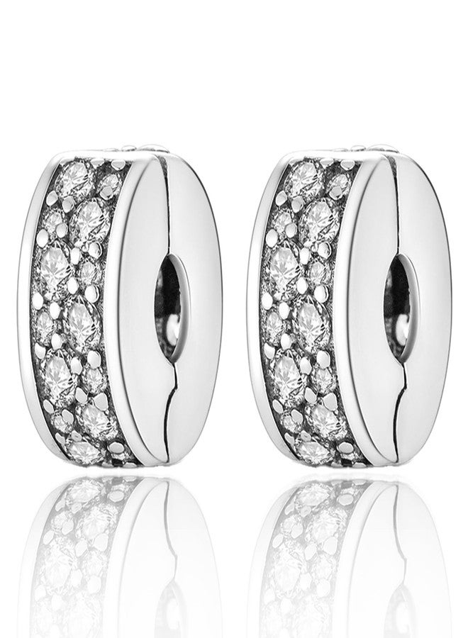JEVIMORY Clip Stopper Beads for Bracelets 925 Sterling Silver, Compatible with Pandora & European Charm Bracelets Necklaces, Clip Charm Bead for Bracelet Gift for Women (Round Clips-2PCS) - Image 1